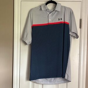 Under Armour Men's Polo Shirt - Navy, Gray, and Red